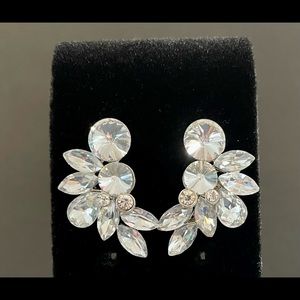 Silver Rhinestone and Crystal Evening Earrings